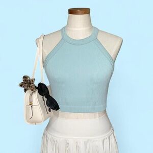 Aerie Halter High Neck Crop Top size M in Light Blue 🩵